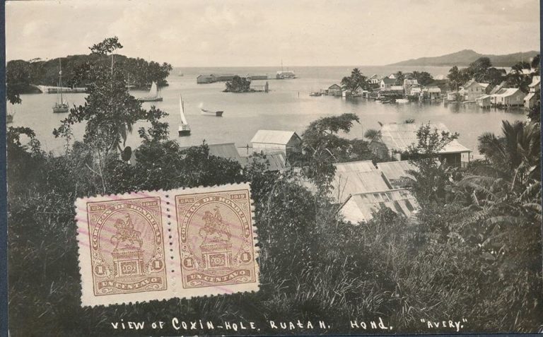 Hermosa fotografía de 1923 de Coxen Hole, Islas de la Bahía.